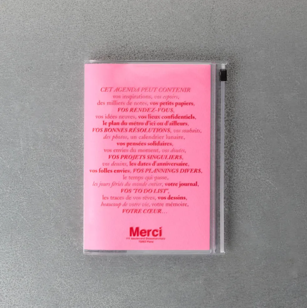 Agenda Merci Oct. 2026 - Déc. 2027 - Rose & Rouge