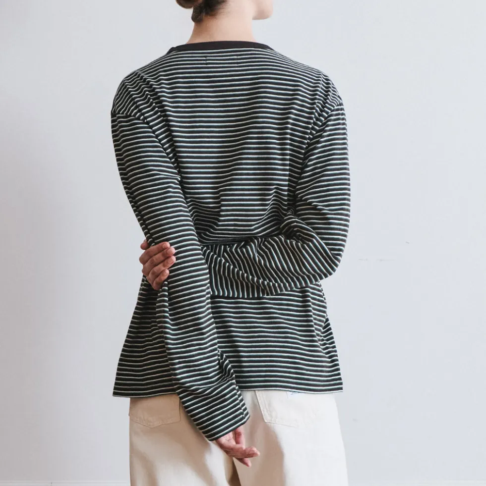 Another Aspect x Merci - T-shirt Rayé - Marron Vert