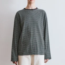 Another Aspect x Merci - T-shirt Rayé - Marron Vert