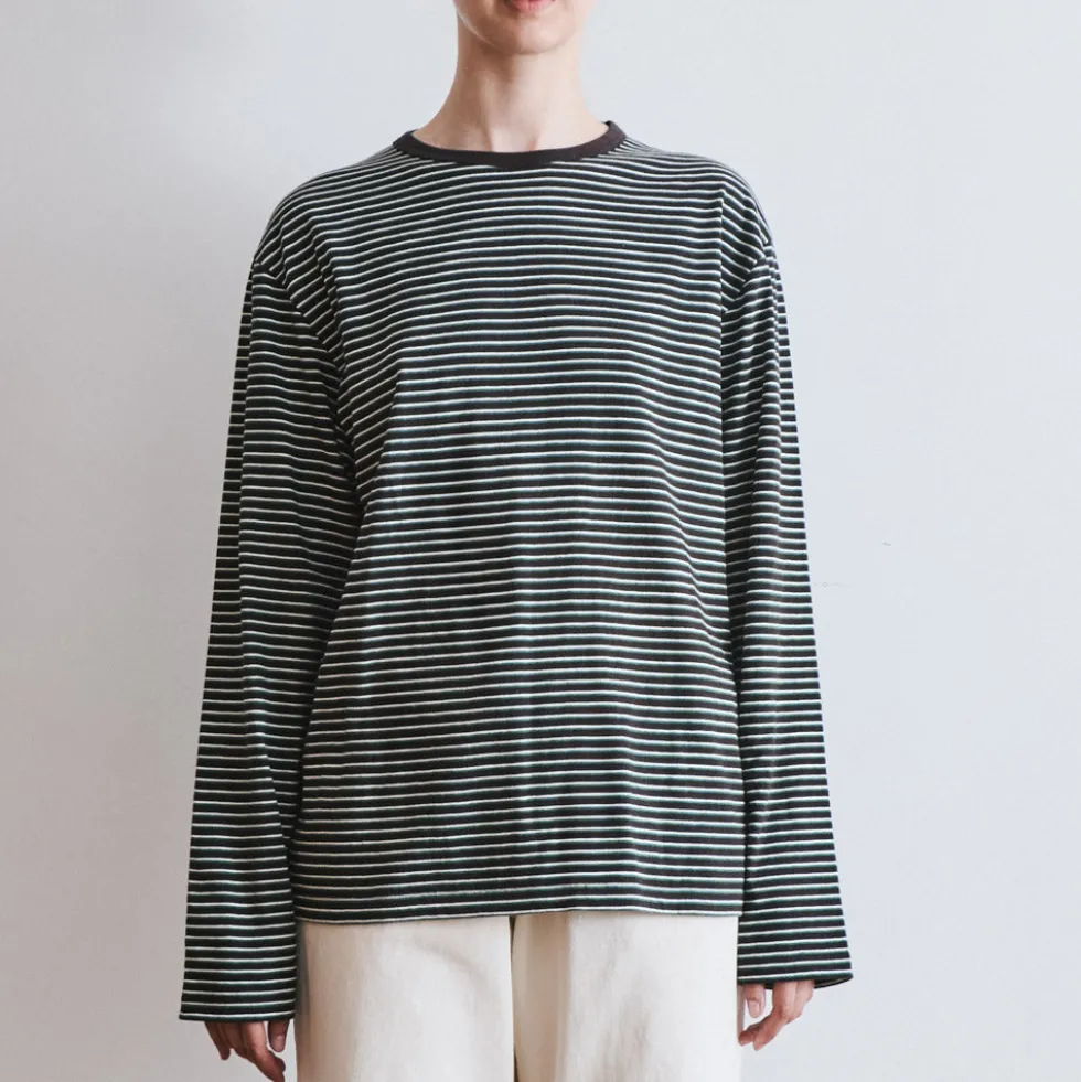 Another Aspect x Merci - T-shirt Rayé - Marron Vert