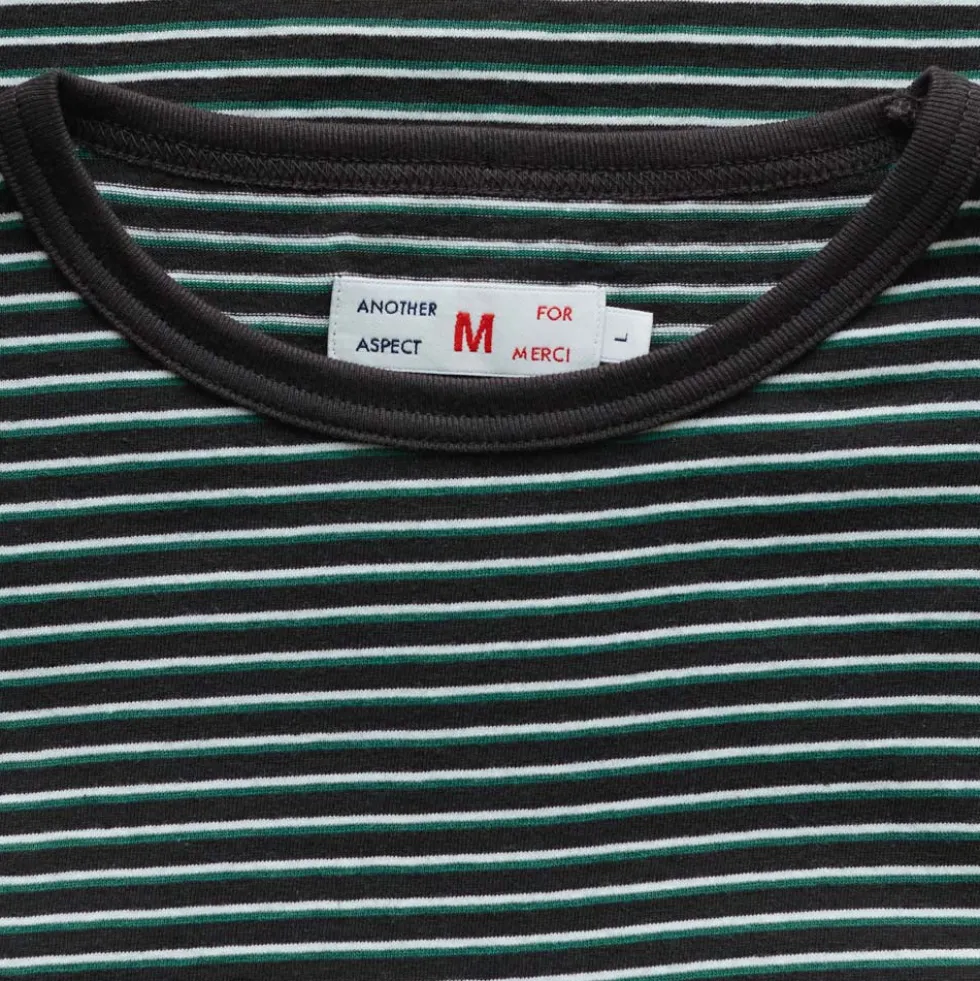 Another Aspect x Merci - T-shirt Rayé - Marron Vert