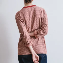 Another Aspect x Merci - T-shirt Rayé - Rouge Marron