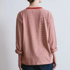 Another Aspect x Merci - T-shirt Rayé - Rouge Marron