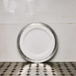 Assiette à dessert céramique et étain