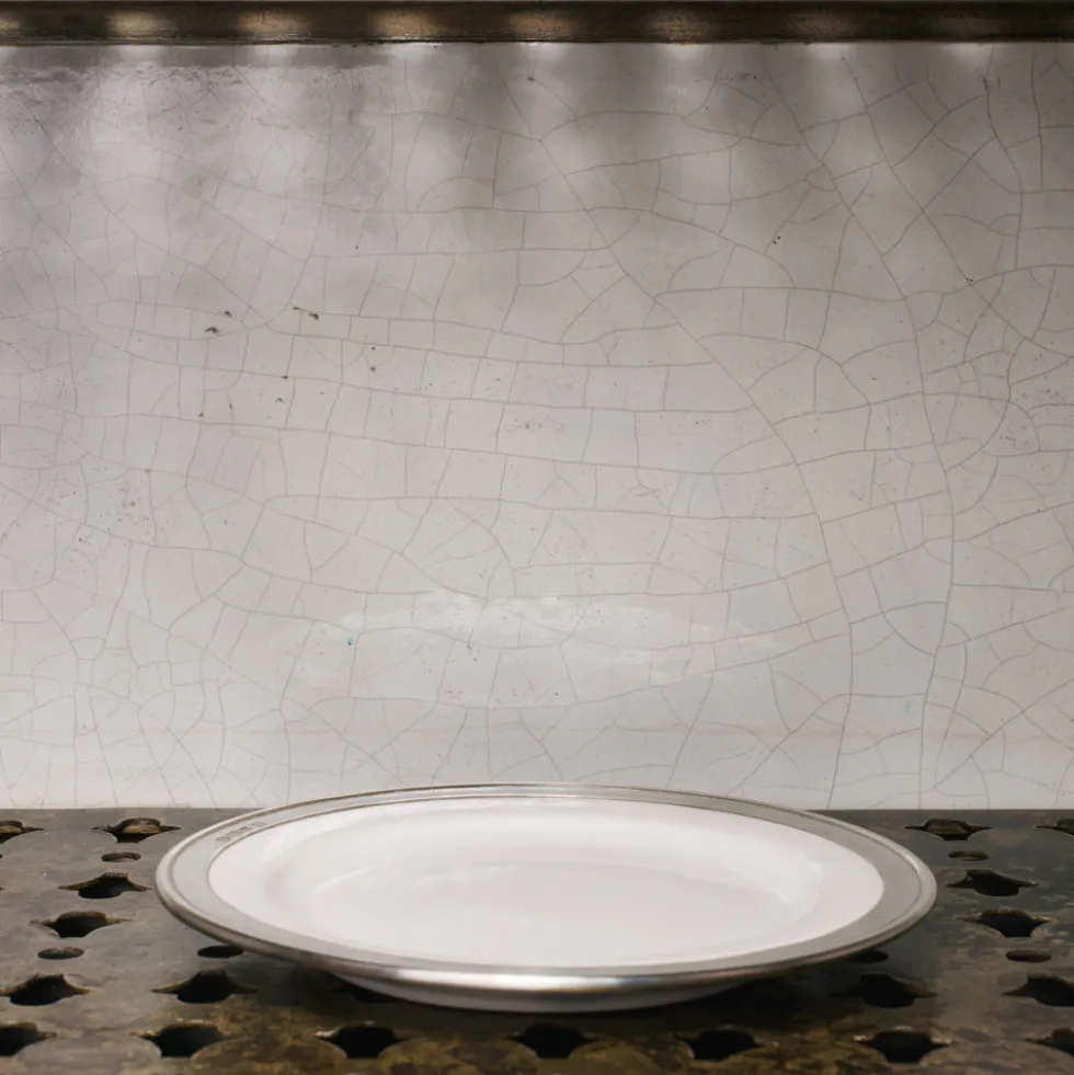 Assiette à dessert céramique et étain