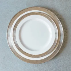 Assiette à dessert céramique et étain
