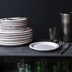 Assiette plate en céramique - Blanc