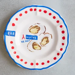 Assiette plate en faïence Huîtres