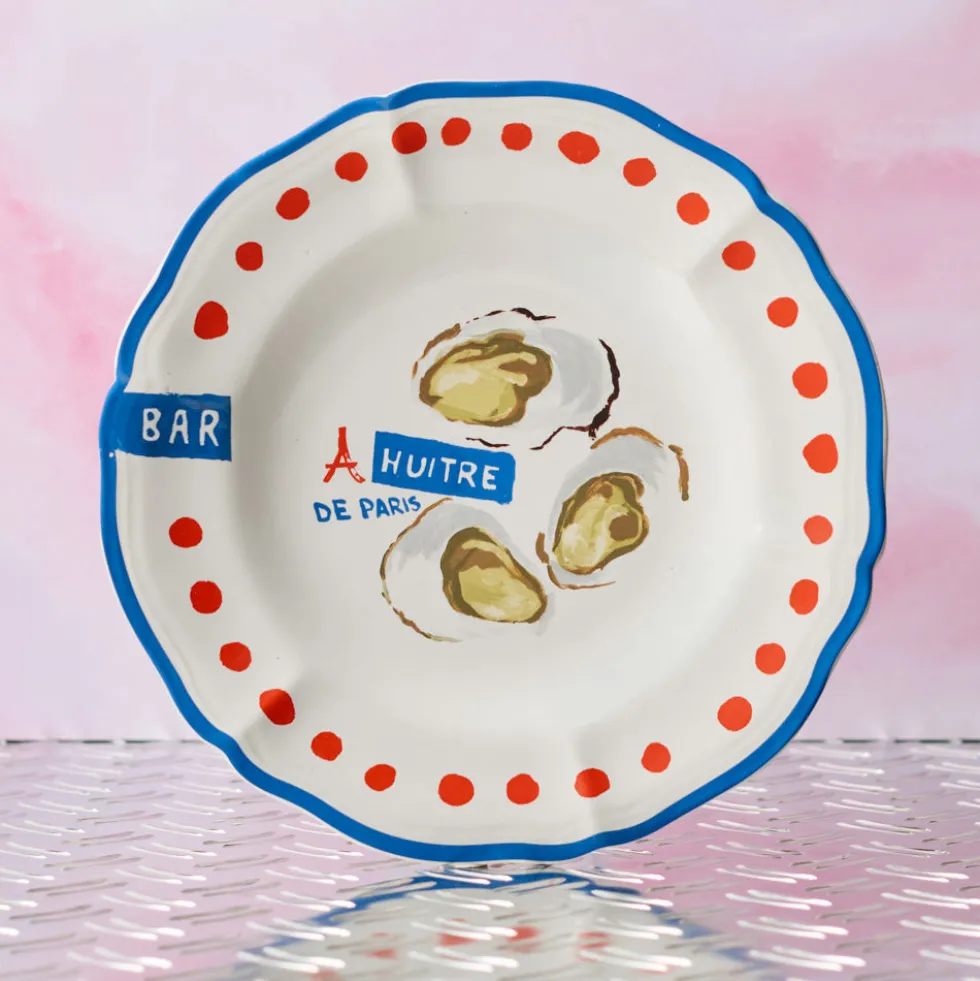 Assiette plate en faïence Huîtres
