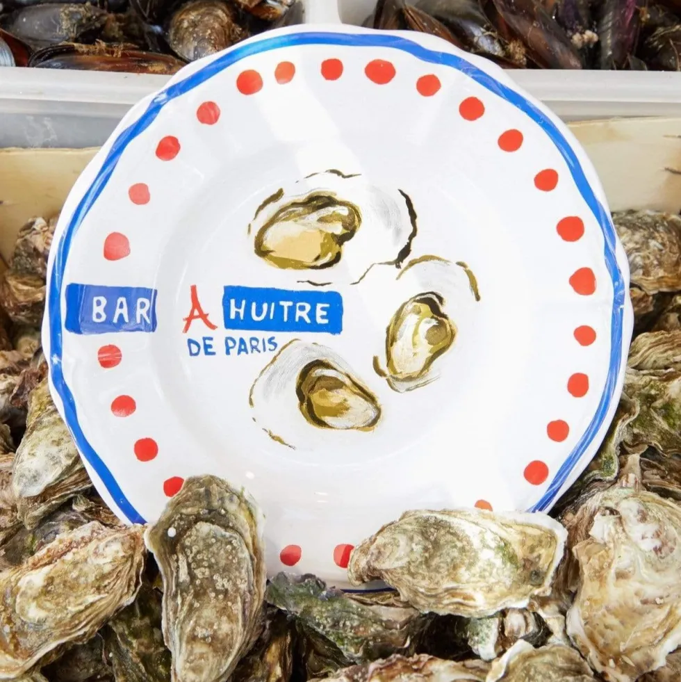 Assiette plate en faïence Huîtres