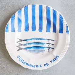 Assiette plate en faïence Poissonnerie