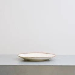 Assiette plate en grès - Crème & Marron