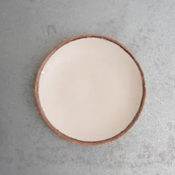 Assiette plate en grès - Crème & Marron