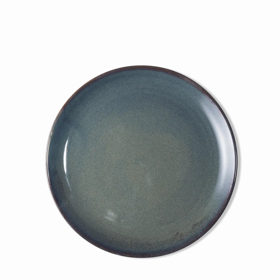 Assiette plate en grès émaillé Jaspe - Bleu