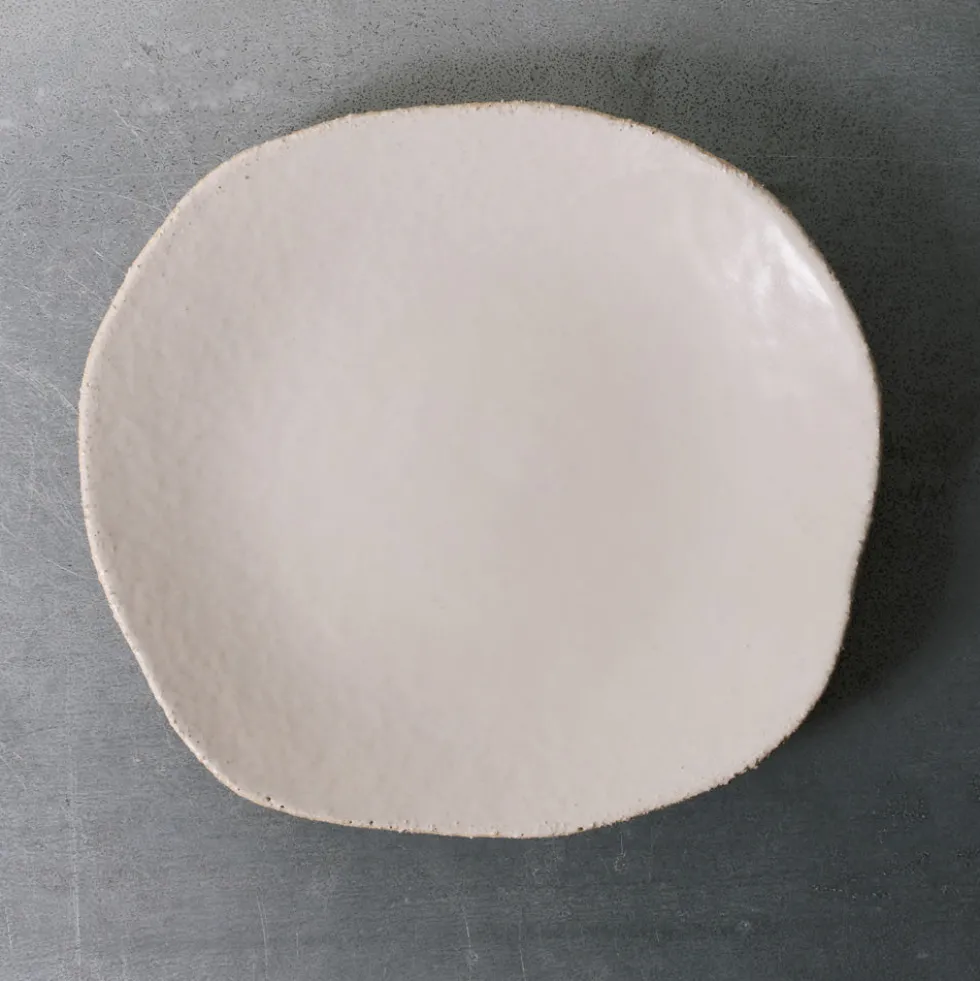 Assiette plate en grès émaillé Wabi - Blanc