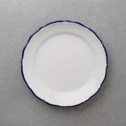 Assiette plate Marina - Blanc et bleu