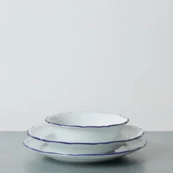 Assiette plate Marina - Blanc et bleu