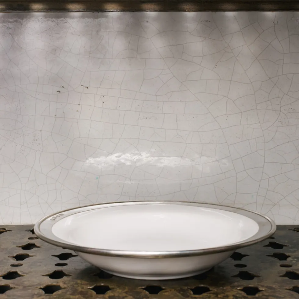 Assiette pour pâtes - Céramique et étain