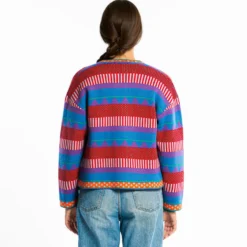 Au Vieux Campeur - Cardigan Nicole - Bleu & Rouge