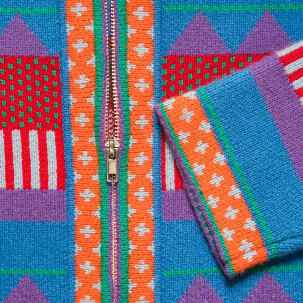 Au Vieux Campeur - Cardigan Nicole - Bleu & Rouge