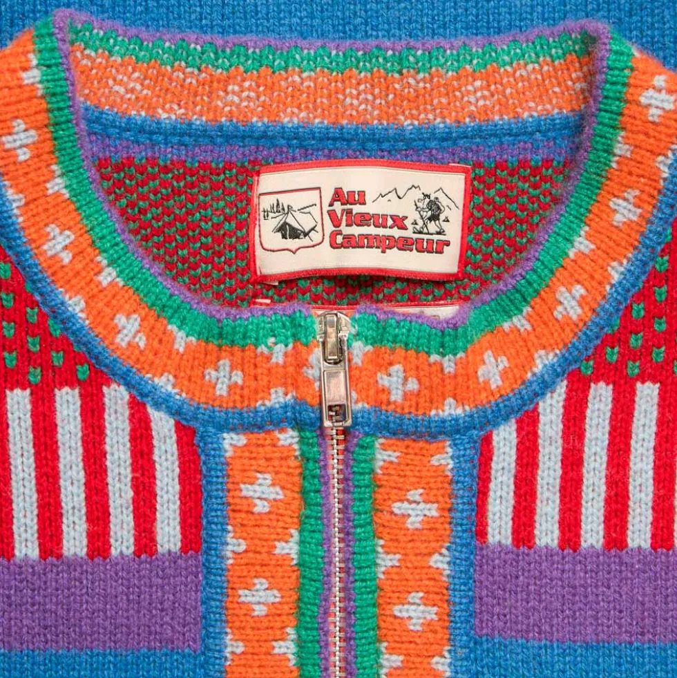 Au Vieux Campeur - Cardigan Nicole - Bleu & Rouge