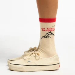Au Vieux Campeur - Chaussettes Chaine Montagnes - Ecru