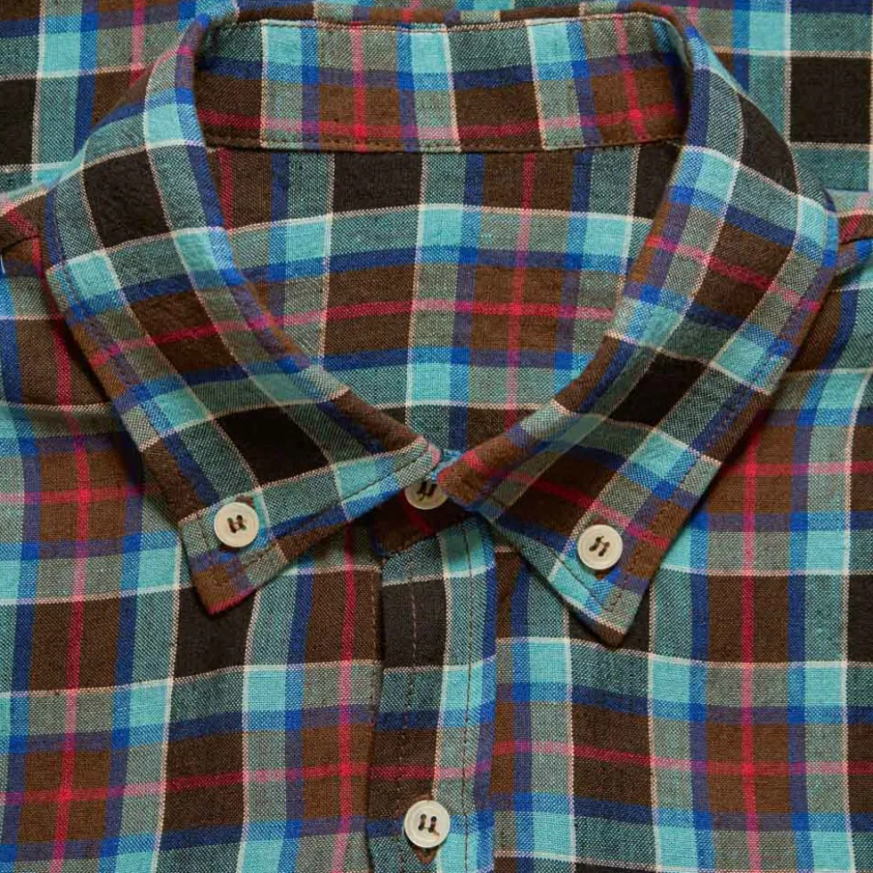 Au Vieux Campeur - Chemise Elmer à Carreaux - Bleu Marron & Rose