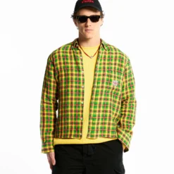 Au Vieux Campeur - Chemise Elmer à Carreaux - Vert Jaune & Rose