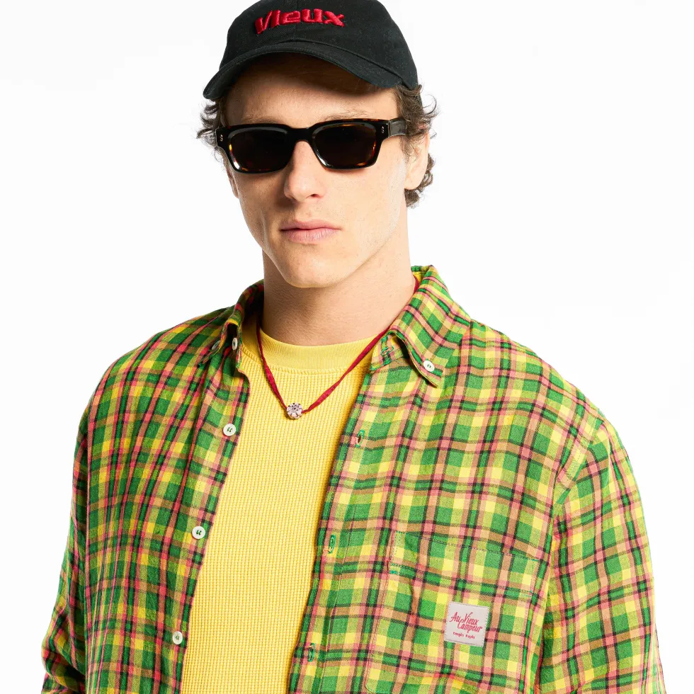 Au Vieux Campeur - Chemise Elmer à Carreaux - Vert Jaune & Rose