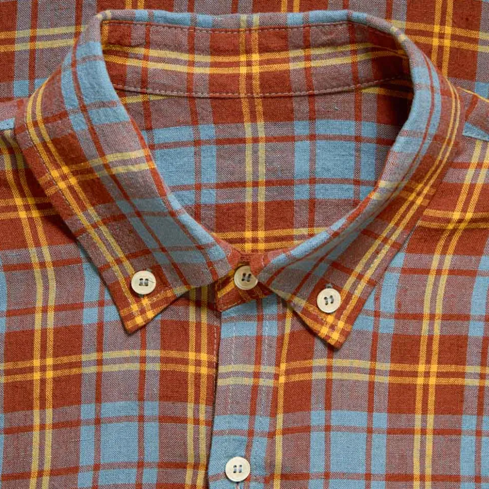 Au Vieux Campeur - Chemise Elmer à Carreaux - Marron Bleu & Jaune