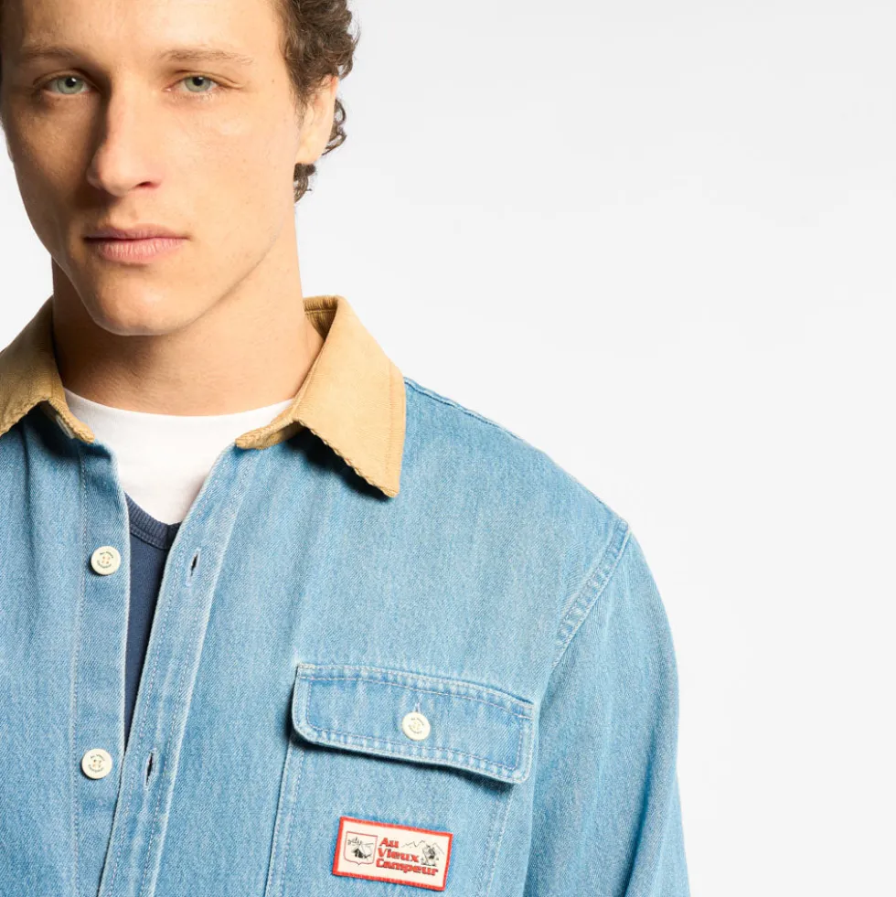 Au Vieux Campeur - Chemise Marcel - Bleu & Blanc