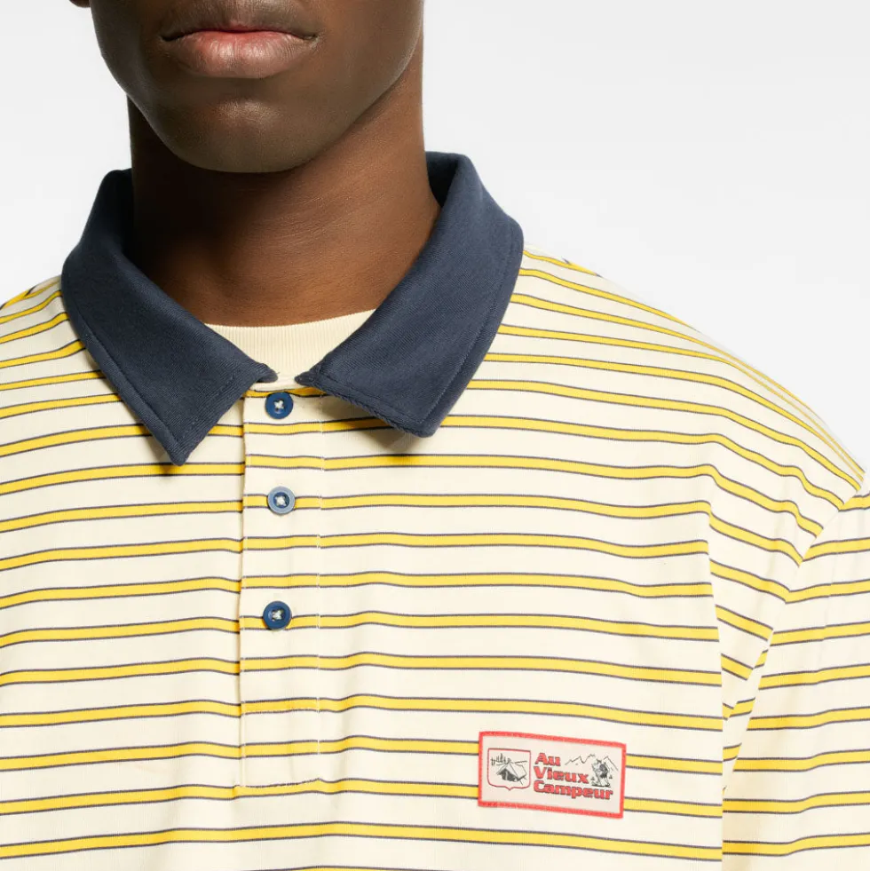 Au Vieux Campeur - Polo Roger à rayures - Bleu Jaune & Blanc