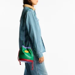 Au Vieux Campeur - Sac Grimpeur en cuir - Vert Rouge & Bleu