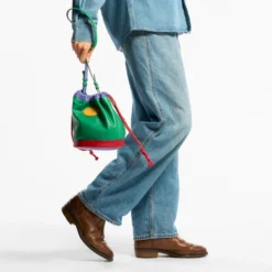 Au Vieux Campeur - Sac Grimpeur en cuir - Vert Rouge & Bleu