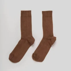 Baserange - Chaussettes côtelées Rib - Marron