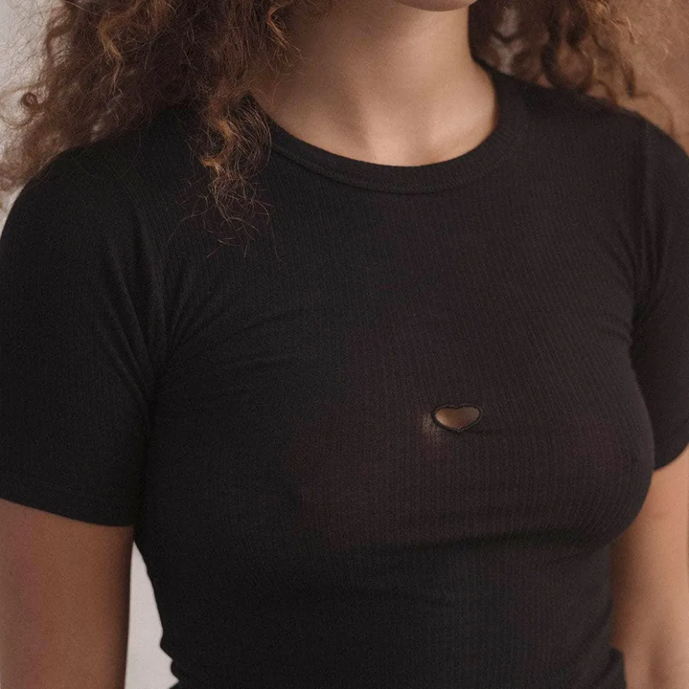 Baserange - T-shirt Heart - Noir