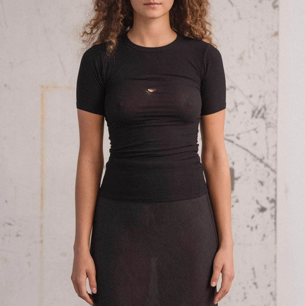 Baserange - T-shirt Heart - Noir