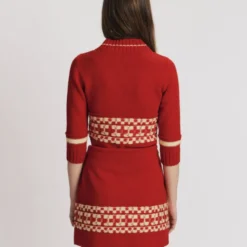 BB Wallace - Pull col rond Fairisle - Rouge jaune