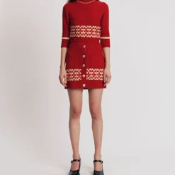 BB Wallace - Pull col rond Fairisle - Rouge jaune