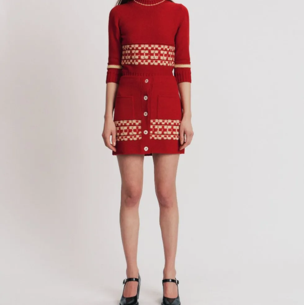 BB Wallace - Pull col rond Fairisle - Rouge jaune
