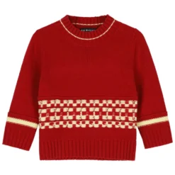 BB Wallace - Pull col rond Fairisle - Rouge jaune