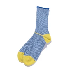 Beams Plus - Chaussettes Rib Pinstripe - Bleu & Jaune