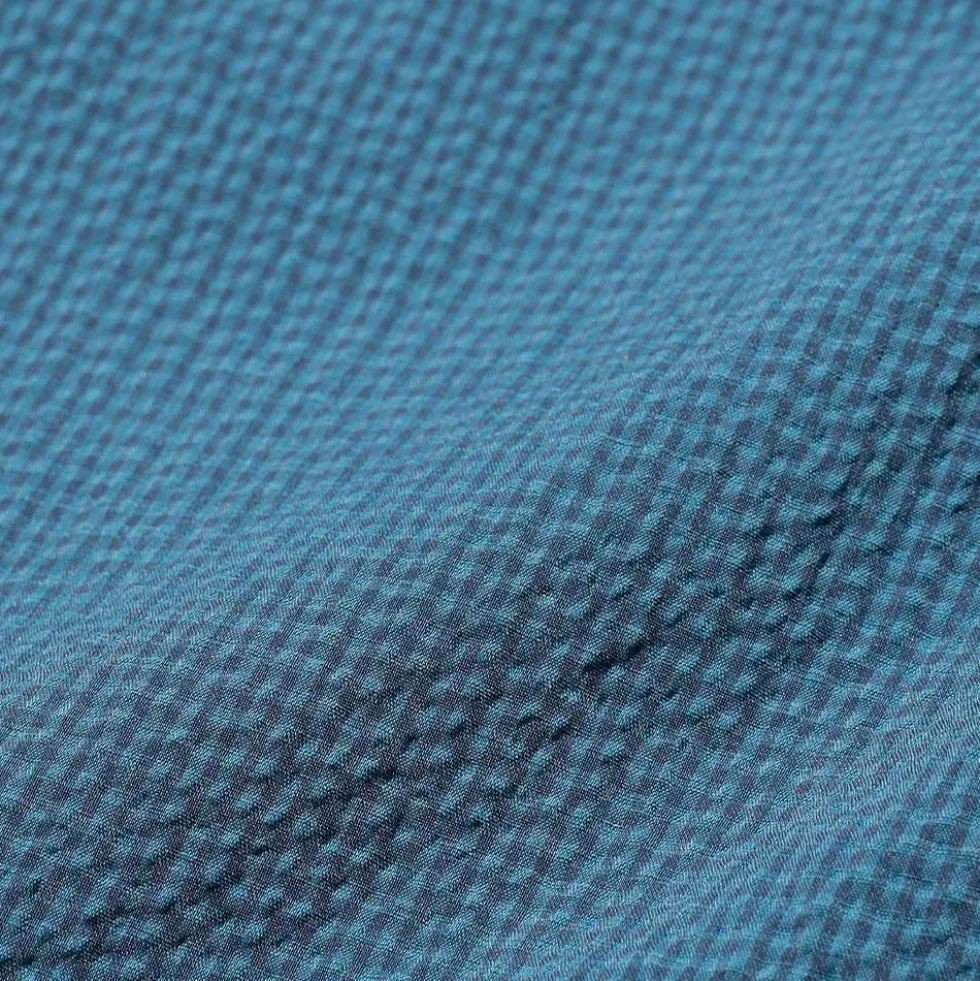 Beams Plus - Short Gaufré Gingham - Bleu