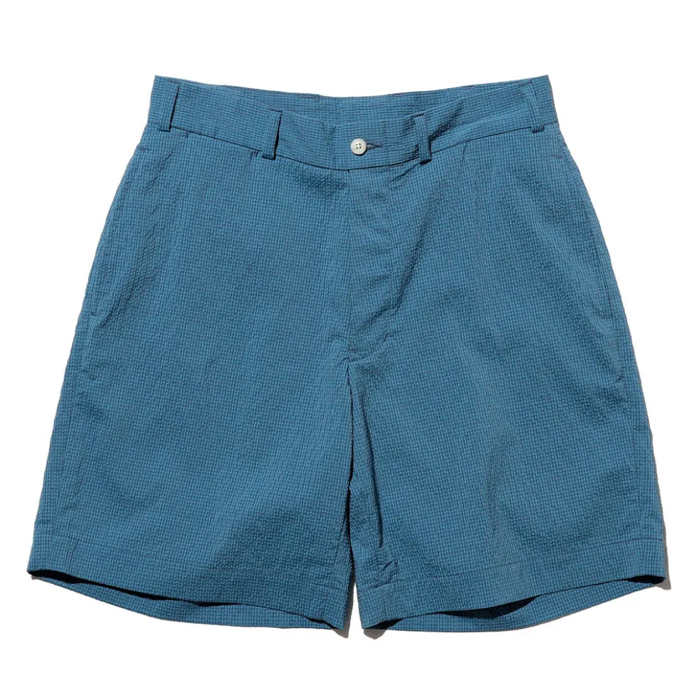 Beams Plus - Short Gaufré Gingham - Bleu
