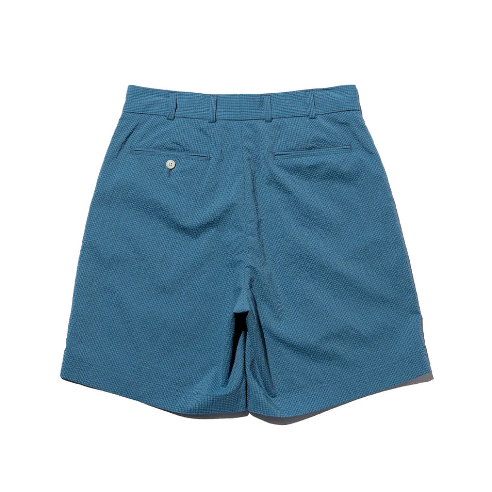 Beams Plus - Short Gaufré Gingham - Bleu