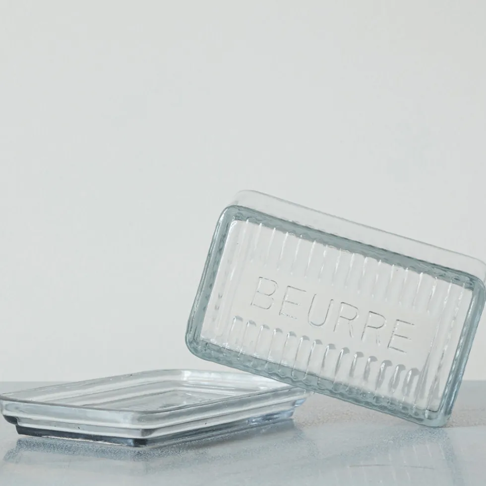 Beurrier en verre moulé