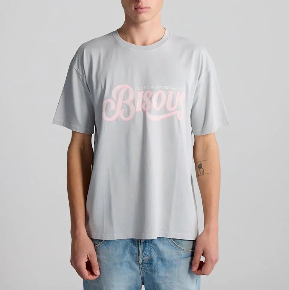 Bisous Skateboard - T-shirt Glamour - Gris Washed