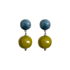 Blanca Olmos Studio - Boucles d'oreilles Las Gotas - Bleu & Lime
