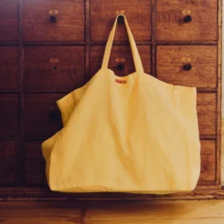 Cabas en lin lavé - Jaune Citronnade