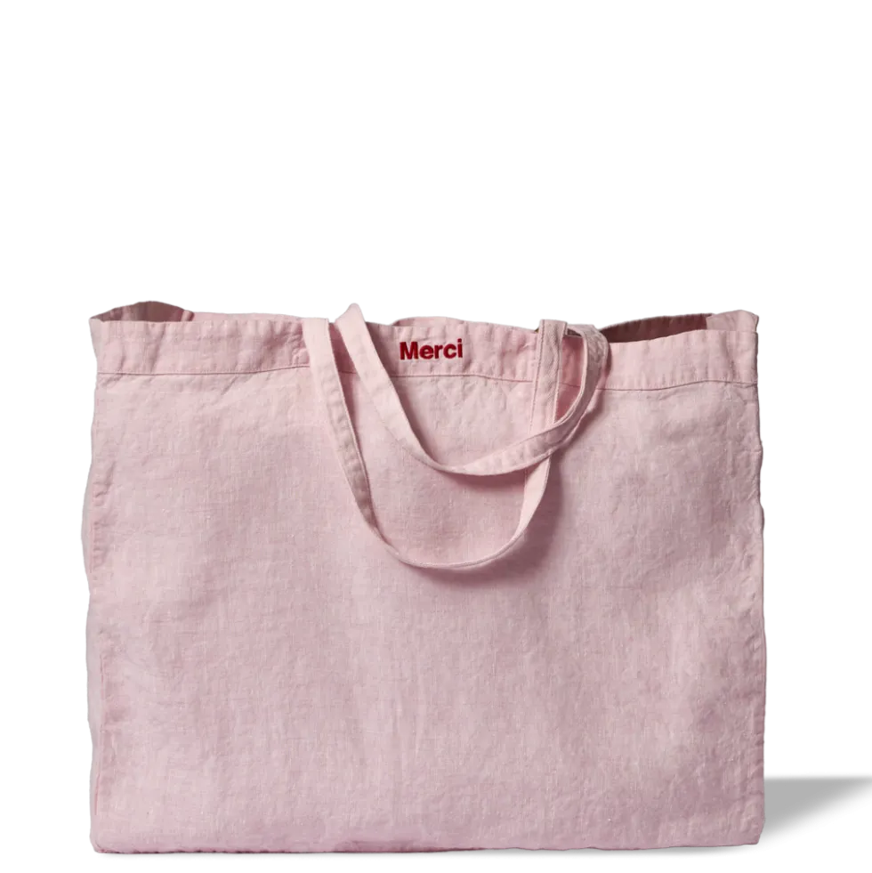 Cabas en lin lavé - Rose Granité